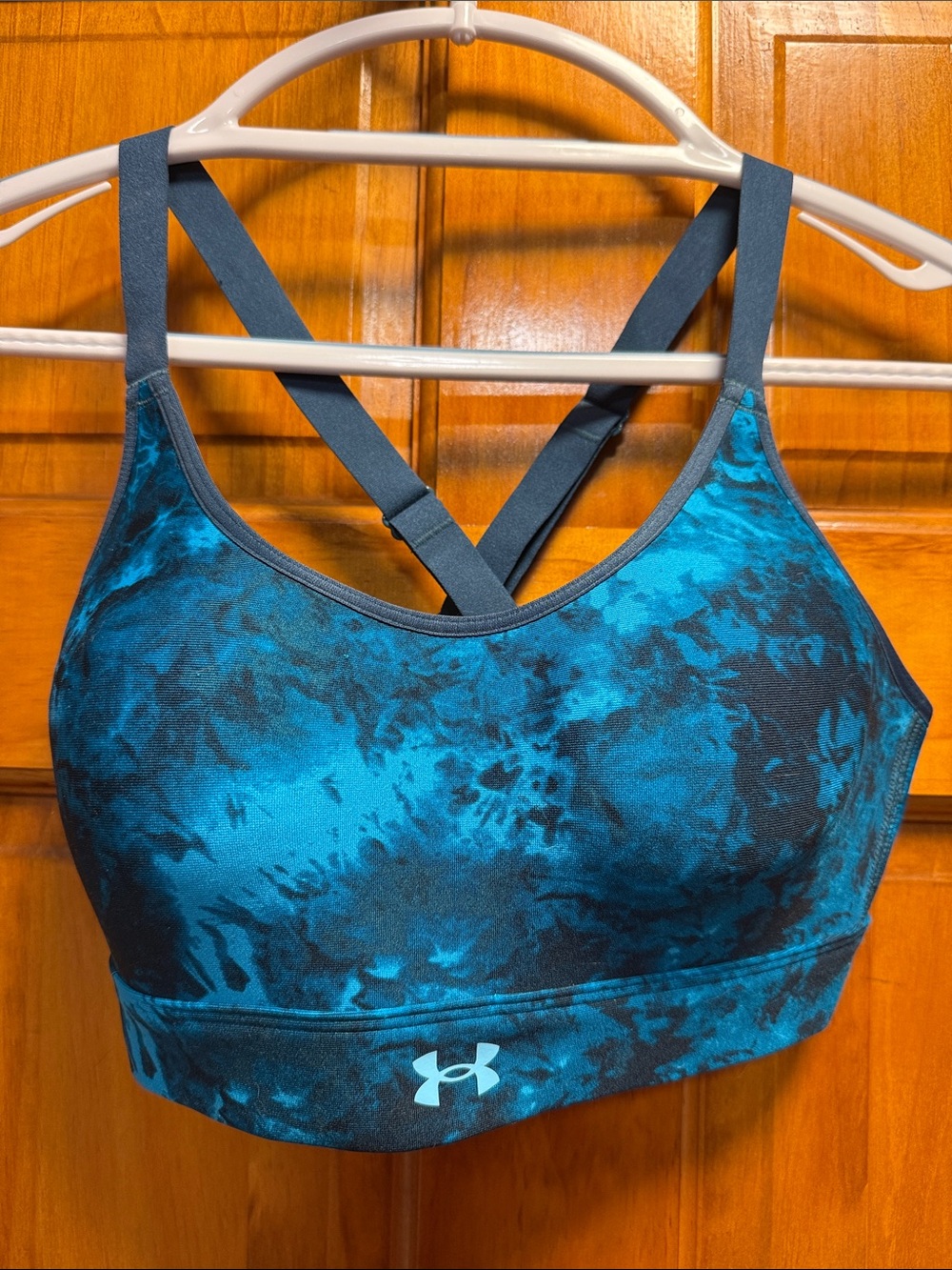 Under Armour Teal & Black Tie-Dye Crossback Sports Bra